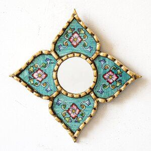 Boho Moroccan Mirror Bohemian Peruvian Painted glass Wall Art cuscaja Style